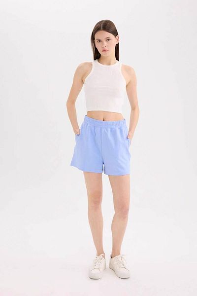 DeFacto Pantaloni scurți albaștri pentru femei cu buzunare U3357az/be305