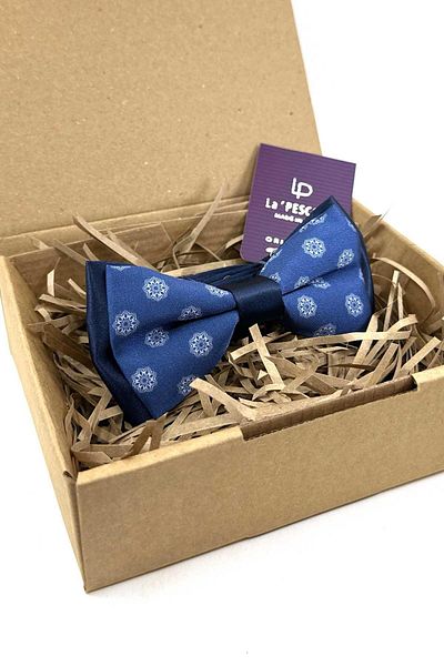 La Pescara Blue Motif Pattern Bow Tie P1974