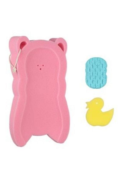 OEM Bath Support Sponge Pink Bear & 2 Bath Sponges 50 x 30 x 4 cm