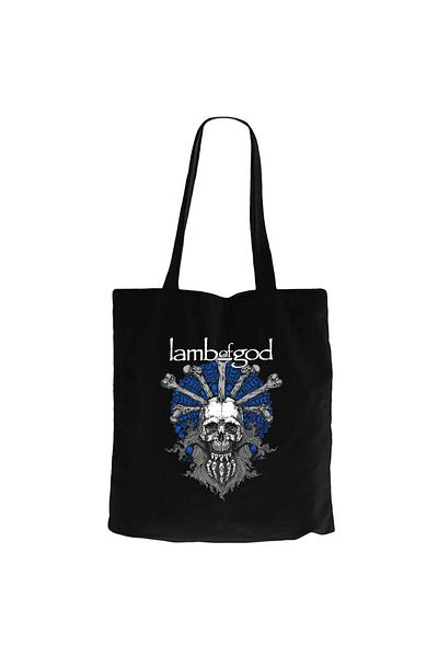 Z zepplin Lamb Of God Bearded Skull Μαύρη υφασμάτινη τσάντα με φερμουάρ Gabardine