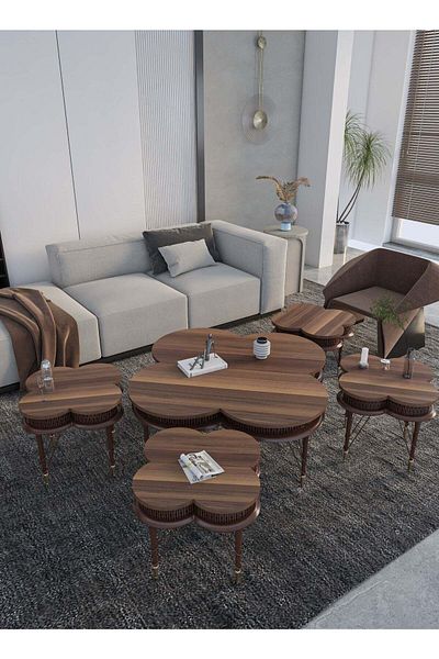 GENERAL ZAHRAT ALFKHAMAH Table set consisting of a coffee table and 4 coffee and tea side tables