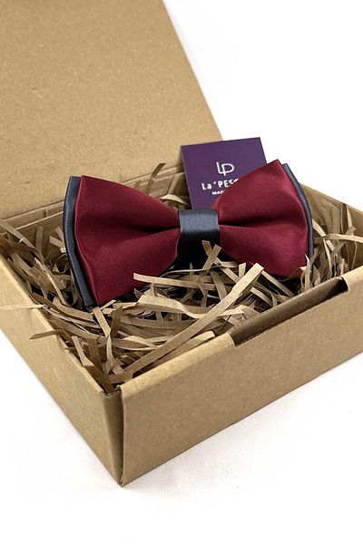 La Pescara Burgundy - Smoked Satin Plain Bow Tie P1987