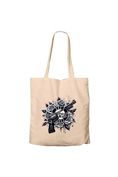 Z zepplin Guns N Roses Guns Logo Cream Zippered Cloth Bag Gabardine
