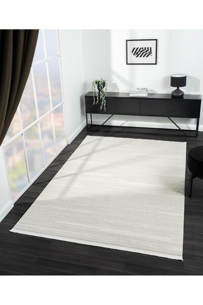 Cotto Home Feel FL005A Beyaz Halı Modern Desen Akrilik Tozu Az Pamuk Taban Sa...