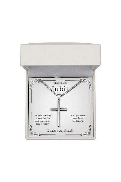 The Jewel Heart Cross Necklace for Boyfriend – 316L Stainless Steel, Gift Box Included