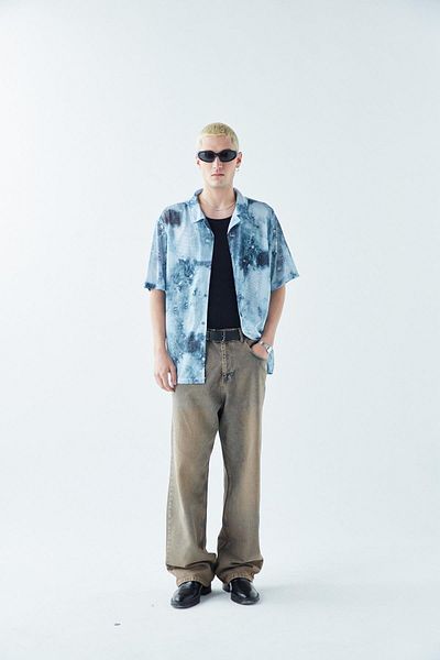 VAMOSCLO Oversize Patterned Ribbed Shirt - PATTERN-7