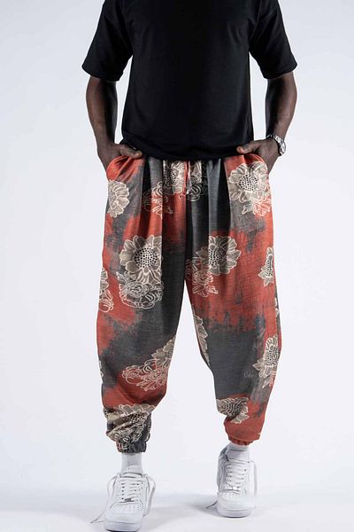 Superbluemexico Ανδρικό παντελόνι Jogger Baggy με ελαστική μέση