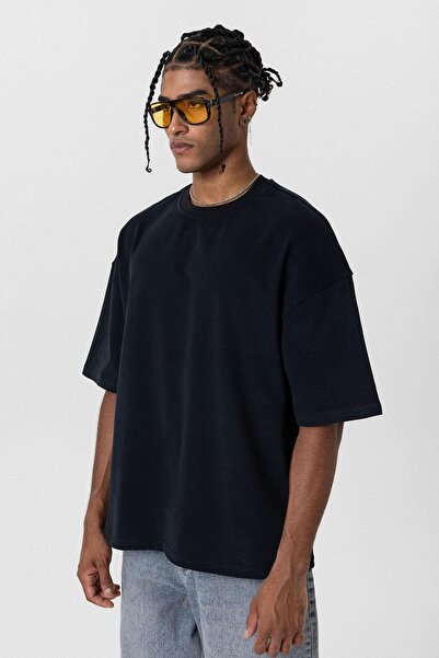 VAMOSCLO Μπλουζάκι Basic oversized Crew Neck Μαύρο
