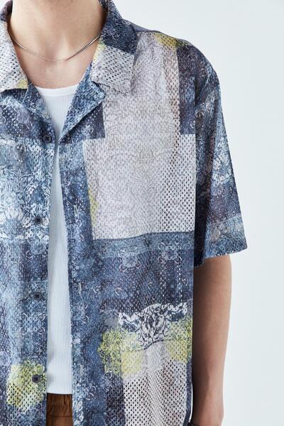 VAMOSCLO Оверсайз сорочка з візерунком та шнурком Візерунок-8