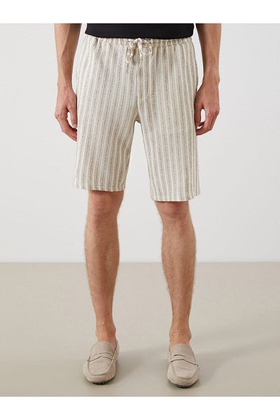 LC Waikiki Beige Standard Fit Striped Men's Shorts