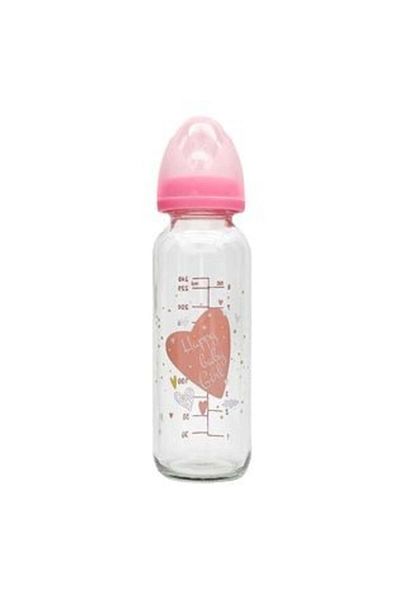 honey baby Glass Bottle with Silicone Nipple Pink Cloud Honey Baby - 240 ml