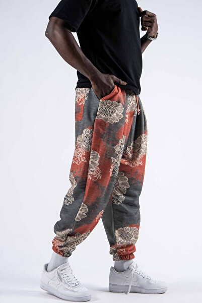 Superbluemexico Men's Elastic Waist Jogger Baggy Trousers