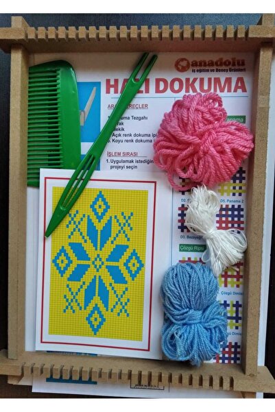 abnturk Ahşap Halı Dokuma Tezgâhı ve Seti Öğrenciler ve Yeni Başlayanlar için Özel Öğrenme Setidir