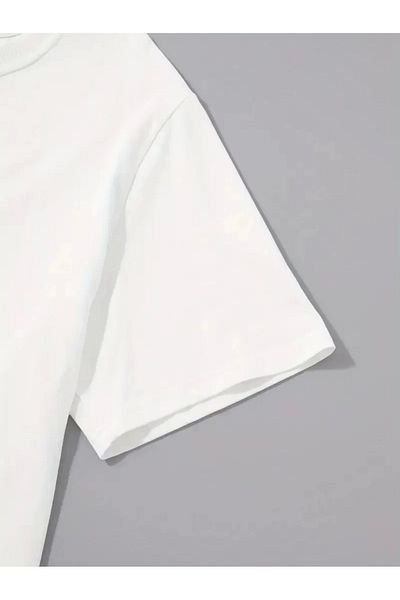 CVS 20/1 Combed Cotton Compack Palm Printed Oversize Crew Neck Short Sleeve T-Shirt - White