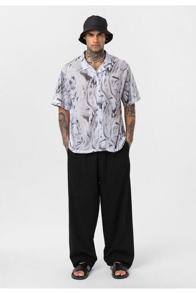 VAMOSCLO Оверсайз сорочка з візерунком та шнурком Візерунок-1