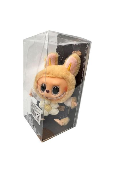 BaoBao Yellow Labubu Plush 15cm – Fall in Wild – Collectible with Jumpsuit and Decorative Flower, BaoBao