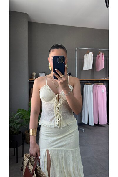 YOUR NAME Bluză cu bretele din dantelă cu detaliu fundă