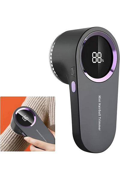 FOXMAG24 Portable lint remover with LED display, 2 blades, 0.01L capacity, battery powered, anthracite grey