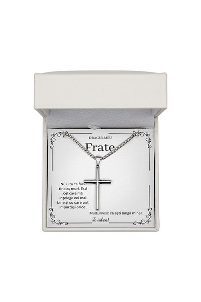 The Jewel Heart Cross Necklace for Brother – 316L Stainless Steel, Gift Box Included