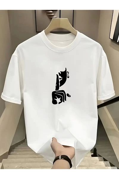 CVS Comfortable Crew Neck T-Shirt, Creative Cartoon Print - Soft Polyester, Wearable in All Seasons- Be