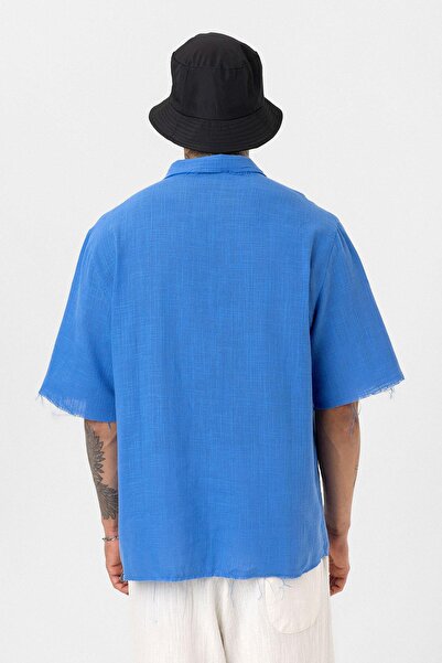 VAMOSCLO Безшовний короткий рукав без кишень Oversize лляна сорочка Saks