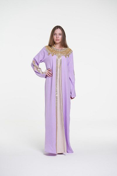 al bent al sharqieh Ladies Printed Jalabiya - long Sleeve Dress with Prints