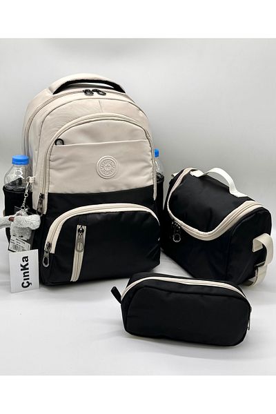 Çınka Bags Waterproof Fabric Foil Backpack with Lunch Box and Pen Holder Primary School Bag Set of 3