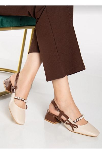 S.N.S SHOES Moda Ayağınızda Mary Jane Pearl Block Heeled Women's Shoes