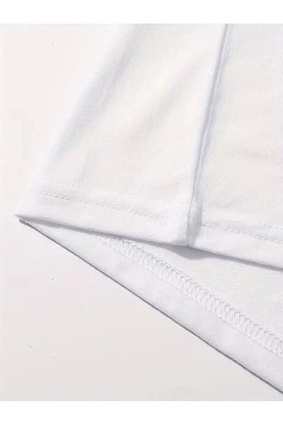 CVS 20/1 compack printed oversize coffee patterned women's short sleeve t-shirt - white