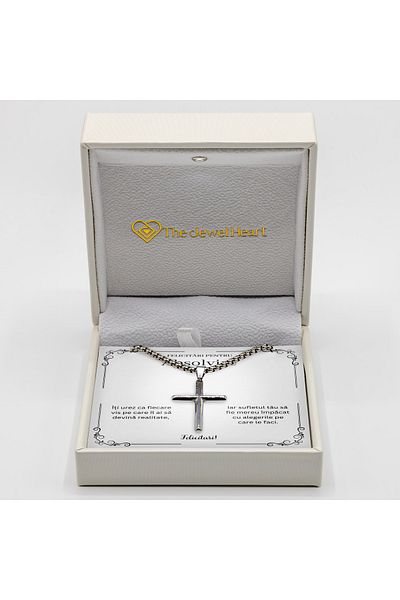 The Jewel Heart Graduation Necklace for Son – 316L Stainless Steel Cross, Message Box