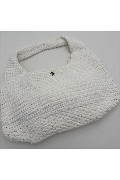 kumasfabrik Hand Knitted Bag/Lined/Inner Zip Pocket/Clip Detail(30 X 45 cm)
