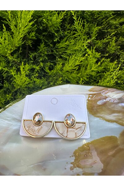 RONİ Rivus Taş Detaylı Yelpaze Sedefli Küpe