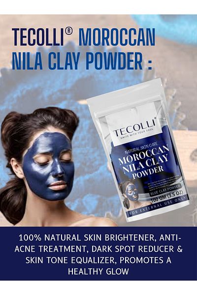 TECOLLI Moroccan Nila Powder-Blue Clay Powder (100 gm)