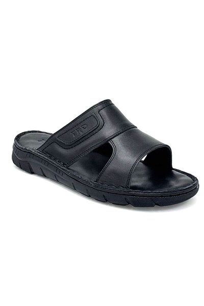 KİNDEP Kindep Tardelli Genuine Leather Poly Light Sole Daily Men's Slippers Black