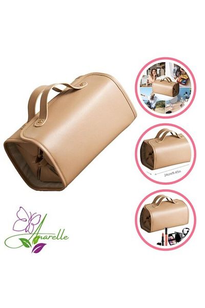Manolex Multifunctional Cosmetic Travel Bag 4 in 1, 24x12x12 cm, Waterproof Polyurethane, Brown, Manolex®