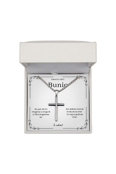 The Jewel Heart Necklace With Message For Grandpa – Simple Design, 316L Steel Cross, Premium Packaging