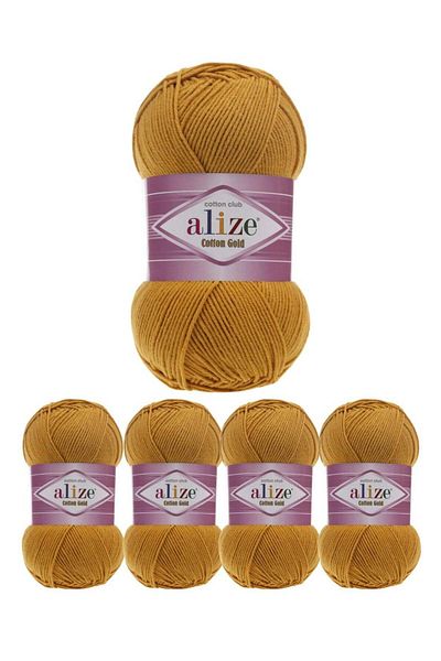 ALÂ Original Turkish Alize Cotton Gold Threads, 5 Pieces