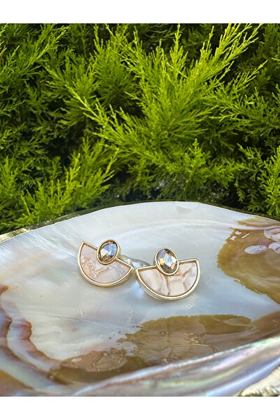 RONİ Rivus Taş Detaylı Yelpaze Sedefli Küpe