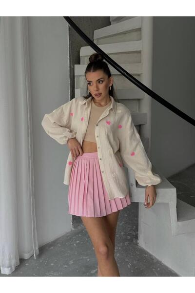 hedef giyim قميص موسلين مطرز على شكل قلب