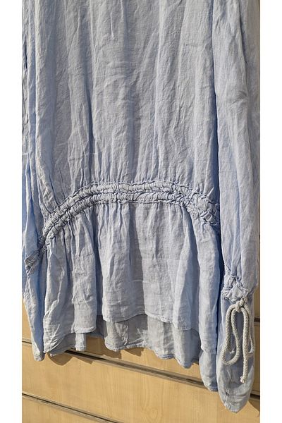 Park Moda Rochie lungă italiană din in, model simplu, cu detaliu de frânghie