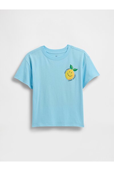 GAP Kız Çocuk Mavi Jersey T-Shirt