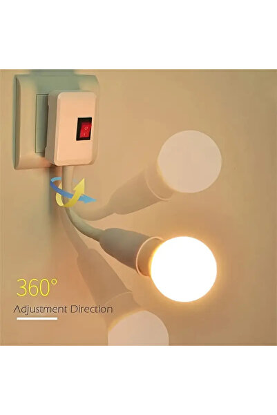 Vwin Prizi E27 Duya Dönüştürücü 360 C° Esnek Bükülebilir Duy Aç/Kapa Anahtarlı
