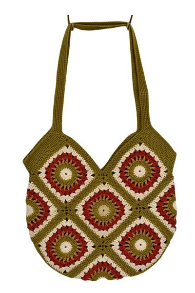 BAGLAN Hand Knitted Motif Patterned Lined Shoulder Bag Bgl-St04724