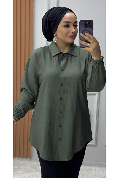 Ebrarengiz Moda ЖІНОЧА СОРОЧКА З ЛЬОНУ З ПОЛУНИЧКОЮ