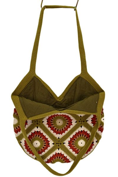 BAGLAN Hand Knitted Motif Patterned Lined Shoulder Bag Bgl-St04724