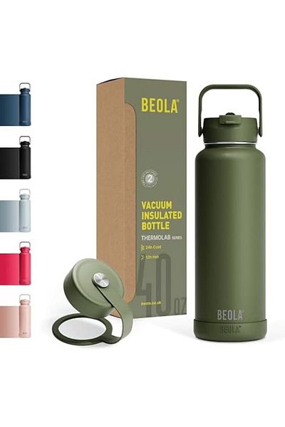 BEOLA 1200ml Vacuum Insulated Water Bottle, Double Wall Stainless Steel Thermos Bottle with wide mou