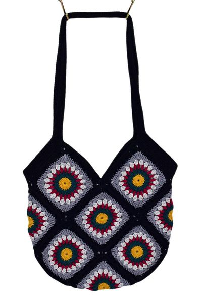 BAGLAN Hand Knitted Motif Patterned Lined Shoulder Bag Bgl-St04724