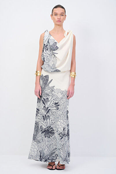 Love My Body Moda Tutkusu Bağlama Detaylı Desenli Elbise