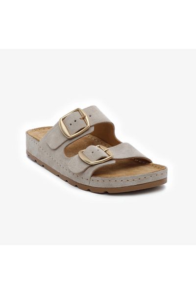 Greyder 59234 Beige Suede Genuine Leather Women's Slippers