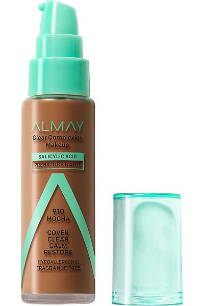 ALMAY Clear Complexion Acne Foundation Makeup with Salicylic Acid, Medium Coverage - 910 Mocha